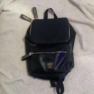 Versace black leather backpack